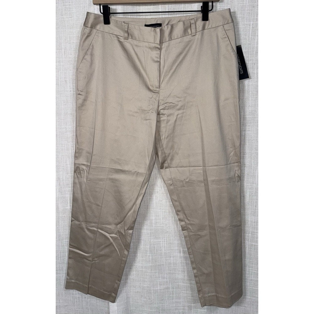 NWT Ingredients Women's Sz 10 Khaki‎ Tan Capris Pants Trousers Cotton